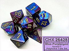 CHX 26428 Blue-Purple/Gold Gemini Polyhedral 7-Dice Set